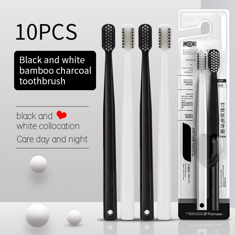 10PC Bamboo Charcoal Brush Sil - огляд і ціна Bamboo Toothbrush Set