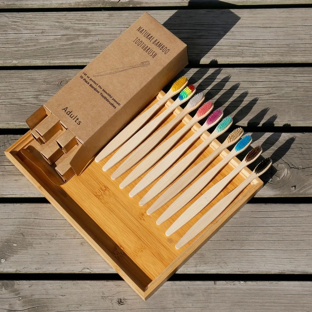 10PCS Colorful Toothbrush Natu - огляд і ціна Bamboo Toothbrush Set